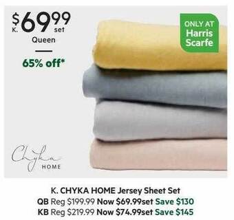 Harris Scarfe Chyka home jersey sheet set offer