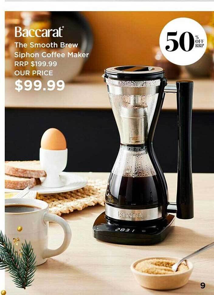 Baccarat the smooth brew siphon coffee maker offer at Robins Kitchen
