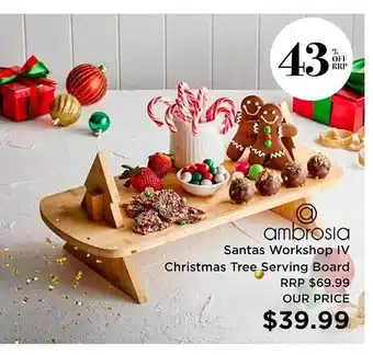 Ambrosia santas workshop iv christmas tree serving board