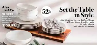 Alex liddy 18 piece modern white coupe dinner set