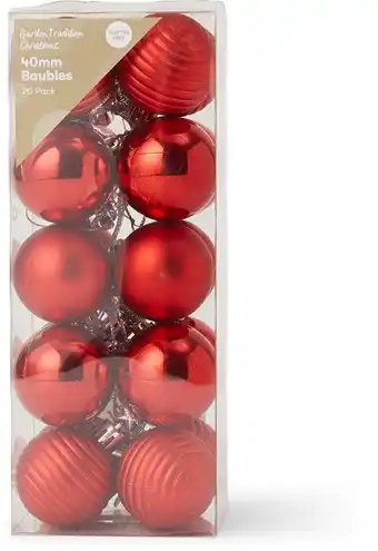 BIG W Garden tradition 40mm red bauble 20-pack offer