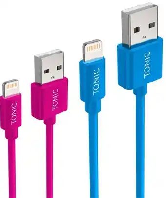 BIG W Tonic apple twin pack lightning to usb-a cables - blue/pink offer