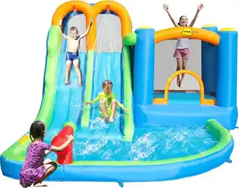BIG W Happy hop jump & splash double water slide & bouncer 4.8m x 3.5m x 2.3m offer