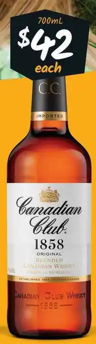 Cellarbrations Canadian club 1858 original offer