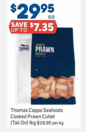 Foodland Thomas cappo seafoods cooked prawn cutlet offer