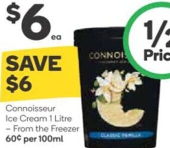 Woolworths Connoisseur Ice Cream 1 Litre - From The Freezer offer