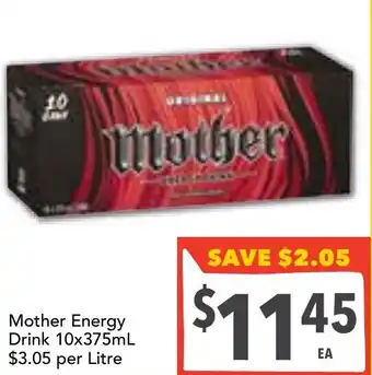 Ritchies Mother Energy Drink 10x375ml offer
