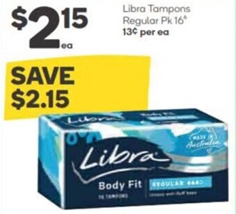 Woolworths Libra Tampons Regular Pk 16 offer