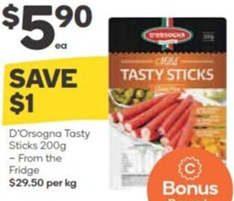 Woolworths D'Orsogna Tasty Sticks 200g - From The Fridge offer