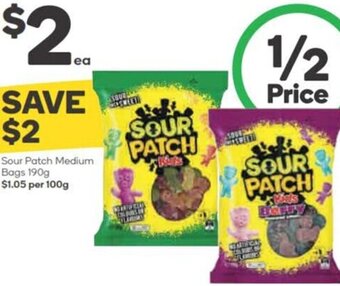 Woolworths Sour Patch Medium Bags 190g offer
