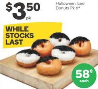 Woolworths Halloween Iced Donuts Pk 6 offer