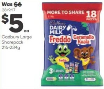 Woolworths Cadbury Large Sharepack 216-234g offer