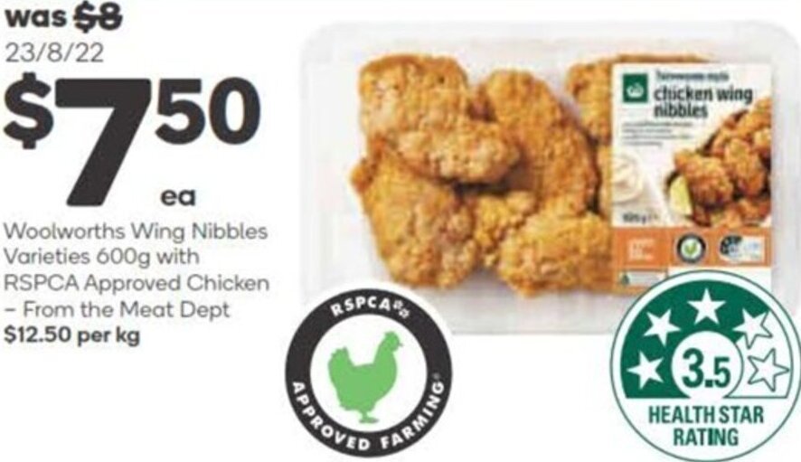 Woolworths Wing Nibbles Varieties 600g With RSPCA Approved Chicken