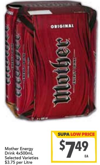 Ritchies Mother Energy Drink 4x500ml offer