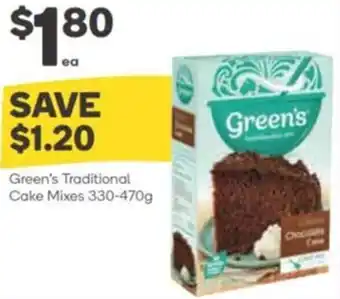 Woolworths Green's Traditional Cake Mixes 330-470g offer