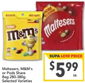 Maltesers, M&M's or Pods Share 280-380g