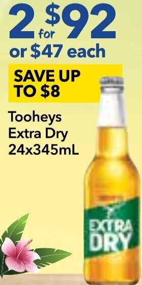 Ritchies Tooheys Extra Dry 24x345ml offer