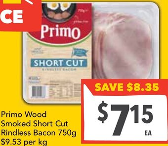 Ritchies Primo Wood Smoked Short Cut Rindless Bacon 750g offer