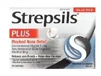 Strepsils Plus Blocked Nose Relief Sore Throat Lozenges 36 Pack