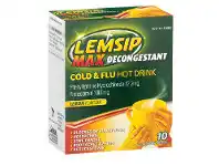 Alliance Pharmacy Lemsip Max Decongestant Cold & Flu Hot Drink Lemon 10 Sachets offer