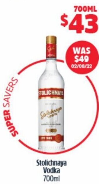 Stolichnaya Vodka 700ml