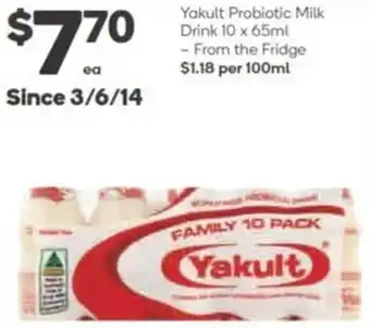 Woolworths Yakult Probiotic Milk Drink 10 x 65ml - From The Deli offer