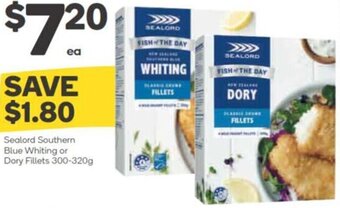 Woolworths Sealord Southern Blue Whiting Or Dory Fillets 300-320g offer