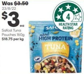 Woolworths Safcol Tuna Pouches 160g offer