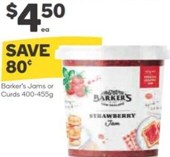 Barker's Jams Or Curds 400-455g