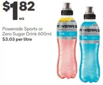 Woolworths Powerade Sports Or Zero Sugar Drink 600ml offer