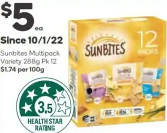 Woolworths Sunbites Multipack Variety 288g Pk 12 offer