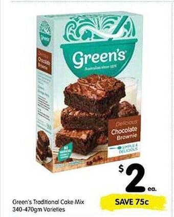 Spar Green's traditional cake mix 340-470gm offer