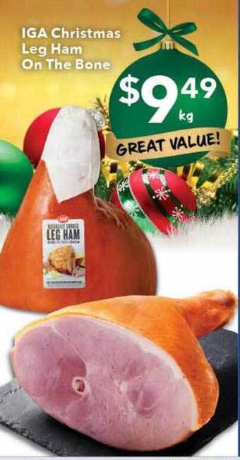 Ritchies Iga christmas leg ham on the bone offer