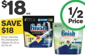 Woolworths Finish Ultimate Pro Dishwasher Tablets Pk 32 Or 0% Pk 34 offer