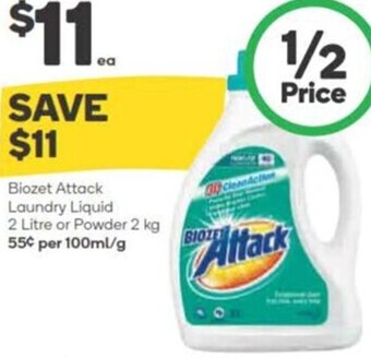 Woolworths Biozet Attack Laundry Liquid 2 Litre Or Powder 2 Kg offer