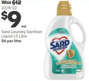 Woolworths Sard Laundry Sanitiser Liquid 1.5 Litre offer