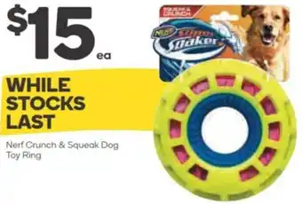 Woolworths Nerf Crunch & Squeak Dog Toy Ring offer