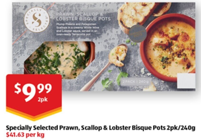 specially Selected Prawn, Scallop & Lobster Bisque 240 g offer at ALDI