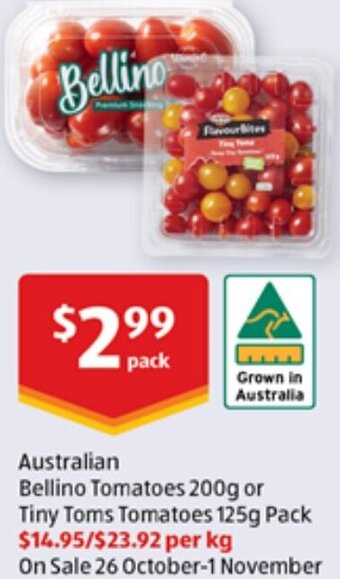 Australian Bellino Tomatoes 200g or Tiny Toms Tomatoes 125g