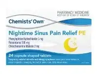 Good Price Pharmacy Chemists’ Own Nightime Sinus Pain Relief 24 Caplets offer