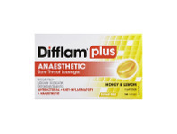Difflam Plus Anaesthetic Sore Throat Honey & Lemon Sugar Free 16 Lozenges
