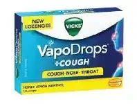 Vicks VapoDrops + Cough Honey Lemon Menthol 16 Lozenges