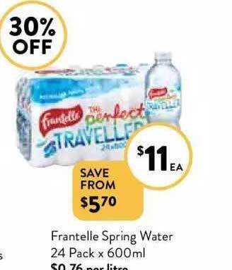 Foodworks Frantelle spring water 24 pack x 600ml offer
