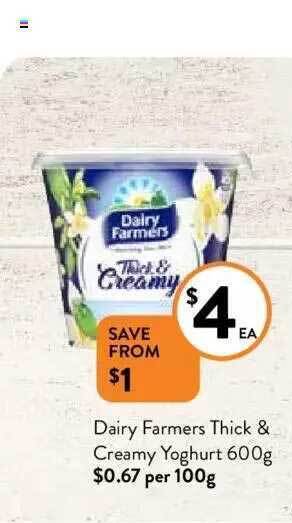 Foodworks Dairy farmers thick & creamy yoghurt 600g offer