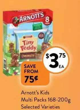 Foodworks Arnott's kids multi packs 168-200g offer
