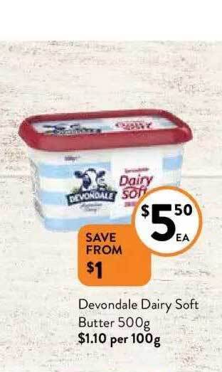Foodworks Devondale dairy soft butter 500g offer