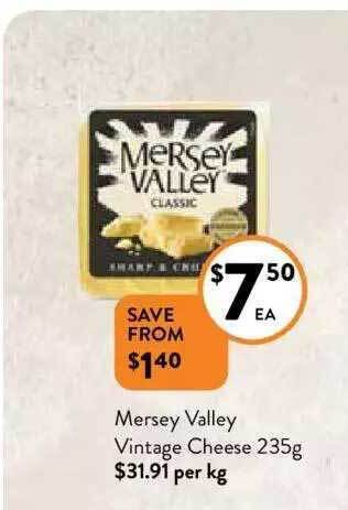 Foodworks Mersey valley vintage cheese 235g offer
