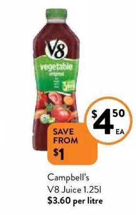 Foodworks Campbell's v8 juice 1.25l offer