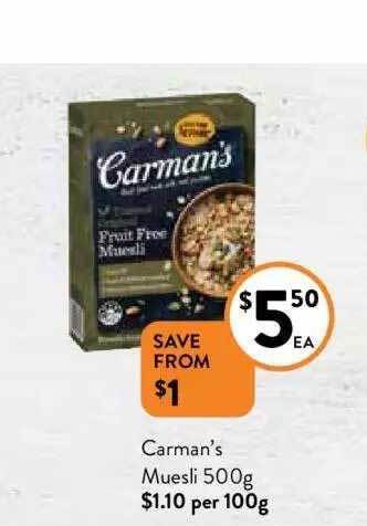 Foodworks Carman's muesli 500g offer