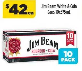 Liquorland Jim beam white & cola cans 10x375ml offer